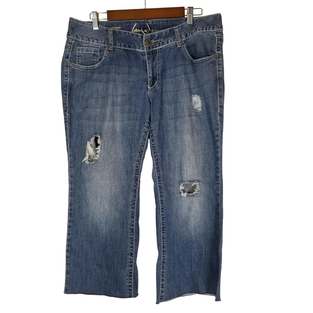 Lane Bryant Womens Jeans Size 14 Petite Blue Distressed Bootcut